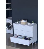 Eliusta Seçer 3 Çekmeceli 75 cm Banyo ve Mutfak Dolabı Beyaz 75x75x32,5 cm Çok Amaçlı Organizer Dolap