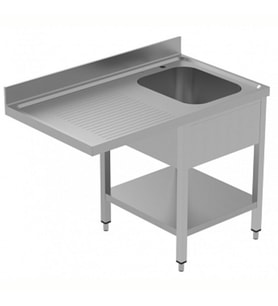 Electrolux Professional Tezgahaltı Bulaşık Makinesi Tezgahı, 1 Evye (500x500 Mm) & Sol Tarafta Süzdürme, Taban Raflı - 1200 Mm, Plus GLR1SSPELS