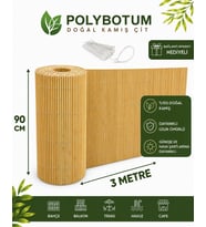 POLYBOTUM Premium Doğal Kamış Hasır Balkon Çiti 90x300 cm Sık Dokuma Dayanıklı Bahçe, Teras ve Balkon İçin Dekoratif Gizlilik Çiti