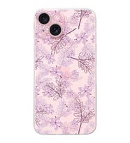 PrintiFy Apple iPhone 15 Plus Uyumlu Kamera Korumalı Floral Pudra Tasarımlı Şeffaf Silikon Kılıf