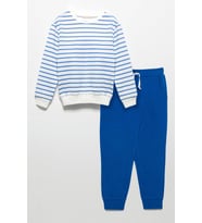 Çizgili Sweatshirt Jogger Saks Alt Üst Takım