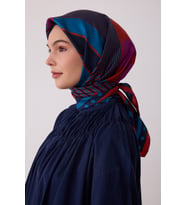 Geometrik Desen %100 Twill İpek Eşarp BE01
