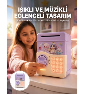 Mor Otomatik Para Girişli Elektronik Şifreli Kumbara