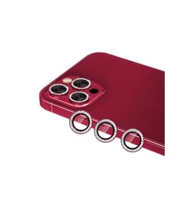Iphone 11 Pro/ 11 Pro Max/ 12 Pro Kırmızı Uyumlu Taşlı Kamera Lens Koruyucu Cam