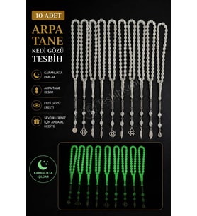 10 Adet Arpa Tane Kedi Gözü Tesbih