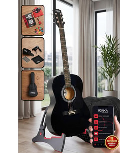 Midex RG-550BK Pack Kaliteli Siyah 40 İnç Akustik Gitar Seti 4/4 Yetişkin
