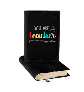 Kitap Kılıfı Nakış Detaylı Öğretmen Temalı - Teacher Siyah