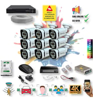 9 Kameralı IP Set - Yapay Zeka Özellikli Gece Renkli Gösteren Sesli 6 Warm Ledli 4K FULLHD IP Güvenlik Kamerası Seti 4386WS