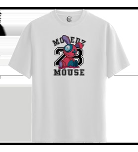 Patch Mouse - %100 Pamuklu Kadın Beyaz Tişört - Premium Quality