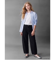 LCW Kids Siyah Barrel Fit Kız Çocuk Jean Pantolon