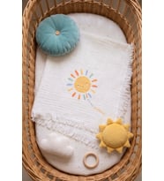 Güneş Baskılı %100 Pamuklu 4Katlı Müslin Bebek Battaniyesi 90x110 cm