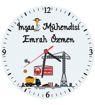 Biresimden İnşaat Mühendisine Hediye İsimli Cam Duvar Saati