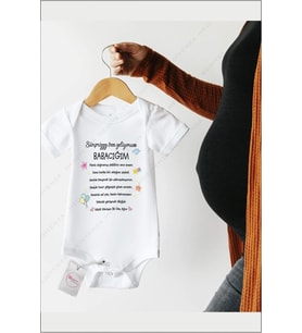 Sürpriz Ben Geliyorum Babacığım Özel Tasarım Bebek Zıbın Pamuklu Çıtçıtlı Body