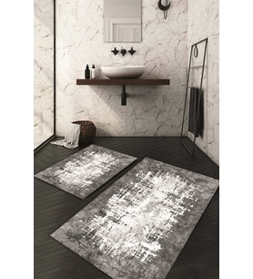 Dijital Baskılı Kaymaz Taban Yıkanabilir 2'li Klozet Takımı Banyo Paspası NDKZ-HT-168 (Gri)