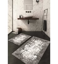Dijital Baskılı Kaymaz Taban Yıkanabilir 2'li Klozet Takımı Banyo Paspası NDKZ-HT-168 (Gri)