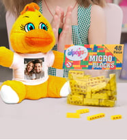 Kişiye Özel Peluş Civciv Ve Renkli Micro Blocks Lego (Sarı)