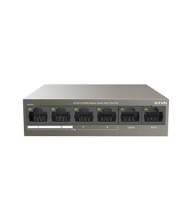 Tenda TEF1106P 6 Port 4 Port Poe+ 10-100 + 2 Port Uplink Switch Çelik Kasa Rack Mount (Siyah)