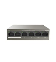 Tenda TEF1106P 6 Port 4 Port Poe+ 10-100 + 2 Port Uplink Switch Çelik Kasa Rack Mount (Siyah)