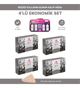 Smoothly SİLVER kalıp ağda 500 g x 4 adet 2000 G. 20 adet spatula 4 lü tüy losyon
