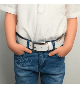 Çocuk Kemeri %100 Hakiki Deri 3 cm Yumuşak Kopma Kırılma Olmaz (Beyaz)