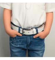 Çocuk Kemeri %100 Hakiki Deri 3 cm Yumuşak Kopma Kırılma Olmaz (Beyaz)