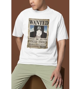 Wanted Uchiha Itachi Baskılı Unisex Oversize Naruto Anime Dizi Karakter Tişört