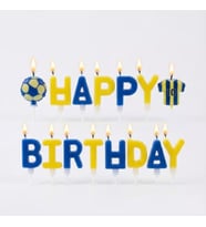 Taraftar Temalı Futbol Topu Happy Birthday Sarı Lacivert Mum Set