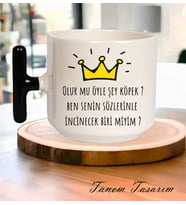 Tanem Olurmu Öyle Şey Köpek Tasarımlı - T Kulp Kupa