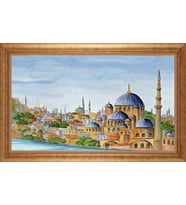Çerçeveli Paspartulu Manzara Tablo ah2055 (Gold)