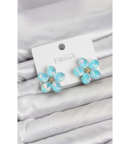 Buz Mavisi Renk Kristal Taşlı Çiçek Model Kadın Küpe - EBJ260725W44265