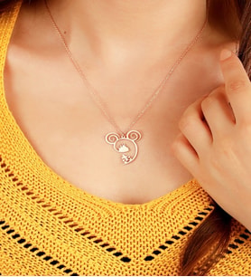 Mickey Mouse Gümüş Rose Kolye