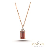 Garnet ve Pırlanta Taşlı Altın Kolye PÇK90