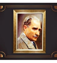 Özel Seri Paspartulu Çerçeveli Atatürk Tablo l51 (Gold)