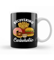 Recovering Carboholic Funny Low Carb Dieting Pun Kupa Bardak Porselen
