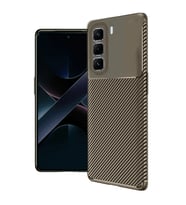 İnfinix Hot 50 4g Kılıf Auto Focus Karbon Kapak - Kahverengi