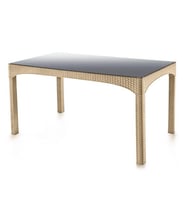 Omnipazar SY-2589 Bej Rattan Temperli Kapalı Camlı Masa Dikdörtgen 82153