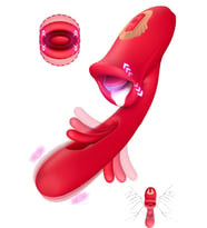 Şarjlı Klitoris G Nokta Uyarıcı Çırpma ve Dil Dudak Hareketli Güçlü Titreşimli 2 in 1 Oral Vibratör