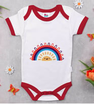 BK Kids Gökkuşağı Tasarımlı Kırmızı Bebek Body Zıbın-1