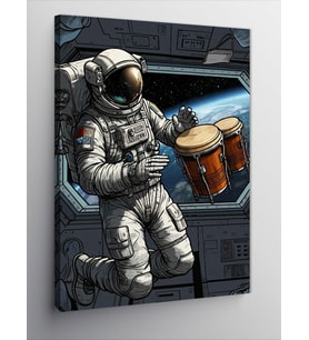 Kanvas Tablo Bongo Çalan Astronot