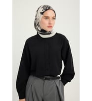 Schaless Özgür Fırçalar - Nar Çiçeği - Vierra Desenli Viskon Eşarp - 90x90 Cm (Gri)