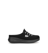 King Paolo D5109 Krakers Sabo Kadın Memory Foam Düz Sandalet Siyah