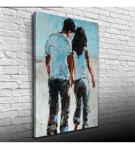 Elele Yürüyen Sevgililer Yağlıboya Kanvas Tablo 50 x 70