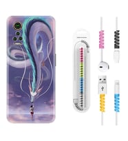 General Mobile GM 21 Pro GM 22 Pro Plus Kılıf Kablo Koruma Spiral Silikon Kız ve Ejderha 1742
