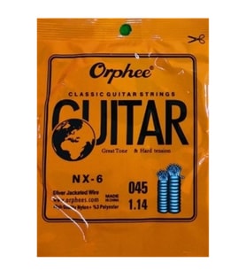 Orphee NX-6 Klasik Gitar Mi (E) Teli - 6. Tel (Aksesuar - Yedek Tek Tel)  Gümüş Kaplama Bakır Sargı, Yüksek Karbonlu Çelik Çekirdek, Derin ve Güçlü Bas Karakteri  Uyum: Tüm Standart Klasik Gitarlar