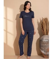 Boyraz Slim Fit Dar Kesim Kadın Milan Bisiklet Yaka Kısa Kol Pijama Takımı 11005F - 1 Adet (Füme)