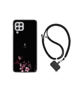 Samsung Galaxy A12 Kılıf Silikon Desen Boyun Askılı Love 1629