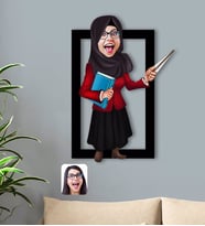 BK Gift Kişiye Özel Din Kültürü ve Ahlak Bilgisi Öğretmeni Karikatürlü 3D Ahşap Tablo-1