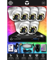 TURKNO 6 Kameralı Domie 6 İç Kamera Set 100 GB HDD Full HD Renkli Gece Görüşlü Güvenlik Kamerası Sistemi