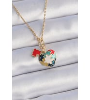 316L Çelik Gold Renk Yapboz Motif Kalp Figür Charm Model Kadın Kolye 5886 - HEP-9077-9260