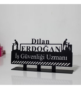 İş Güvenliği Uzmanı Masaüstü İsimlik - Kişiye Özel Metal İsimlik